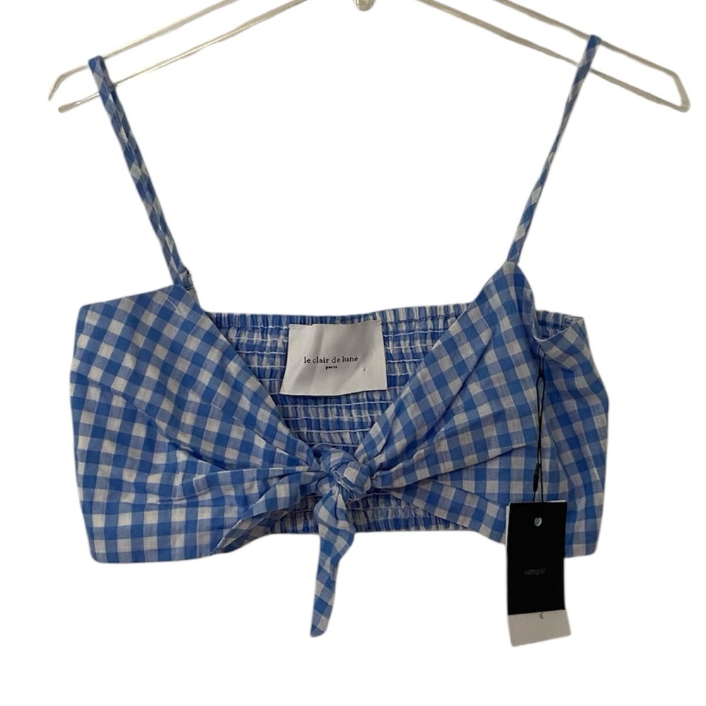 Le Clair de Lune Blue Gingham Women's Top S